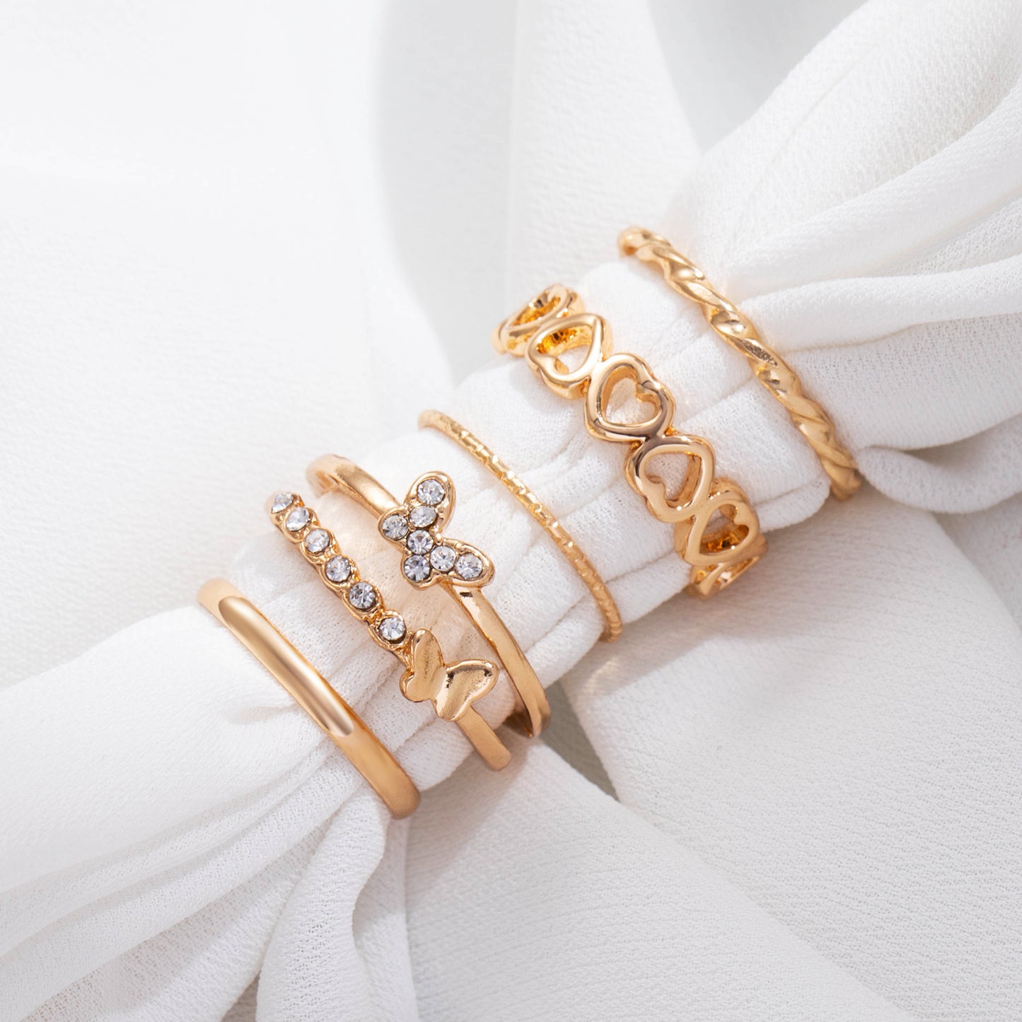 Ring Set Female Love Butterfly Diamond Ring Ring Female